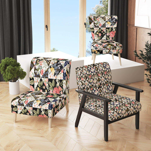 Roses Geometric Patchwork - Traditional Accent Chair