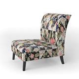Roses Geometric Patchwork Floral Accent Chair