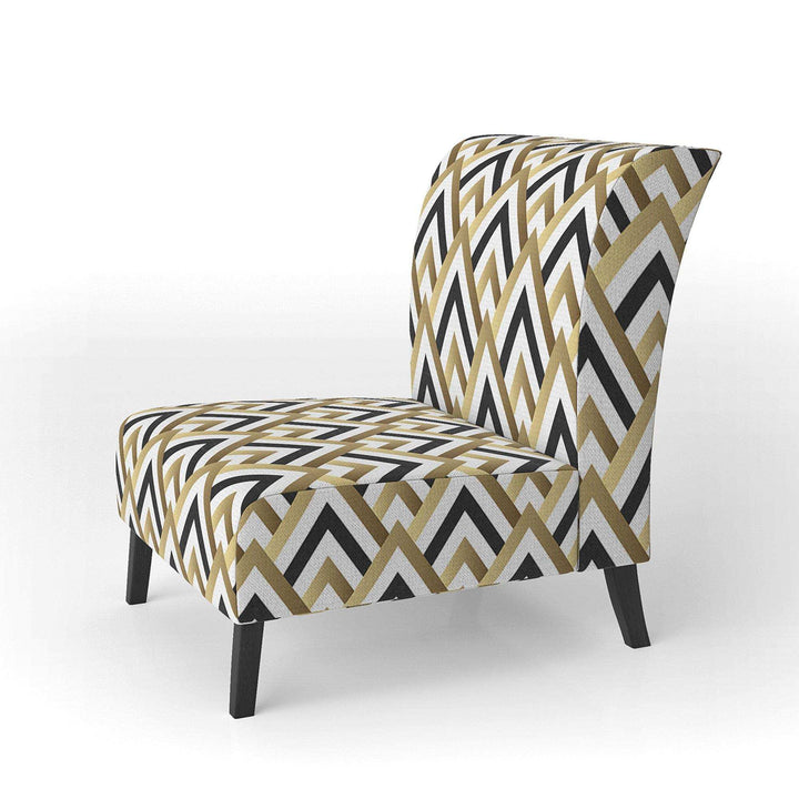 Gold black and white triangle Mid-Century Accent Chair