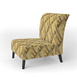 Golden Plaid pattern Mid-Century Accent Chair
