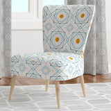 Retro Minimal Patttern in Orange And Bluye Mid-Century Accent Chair