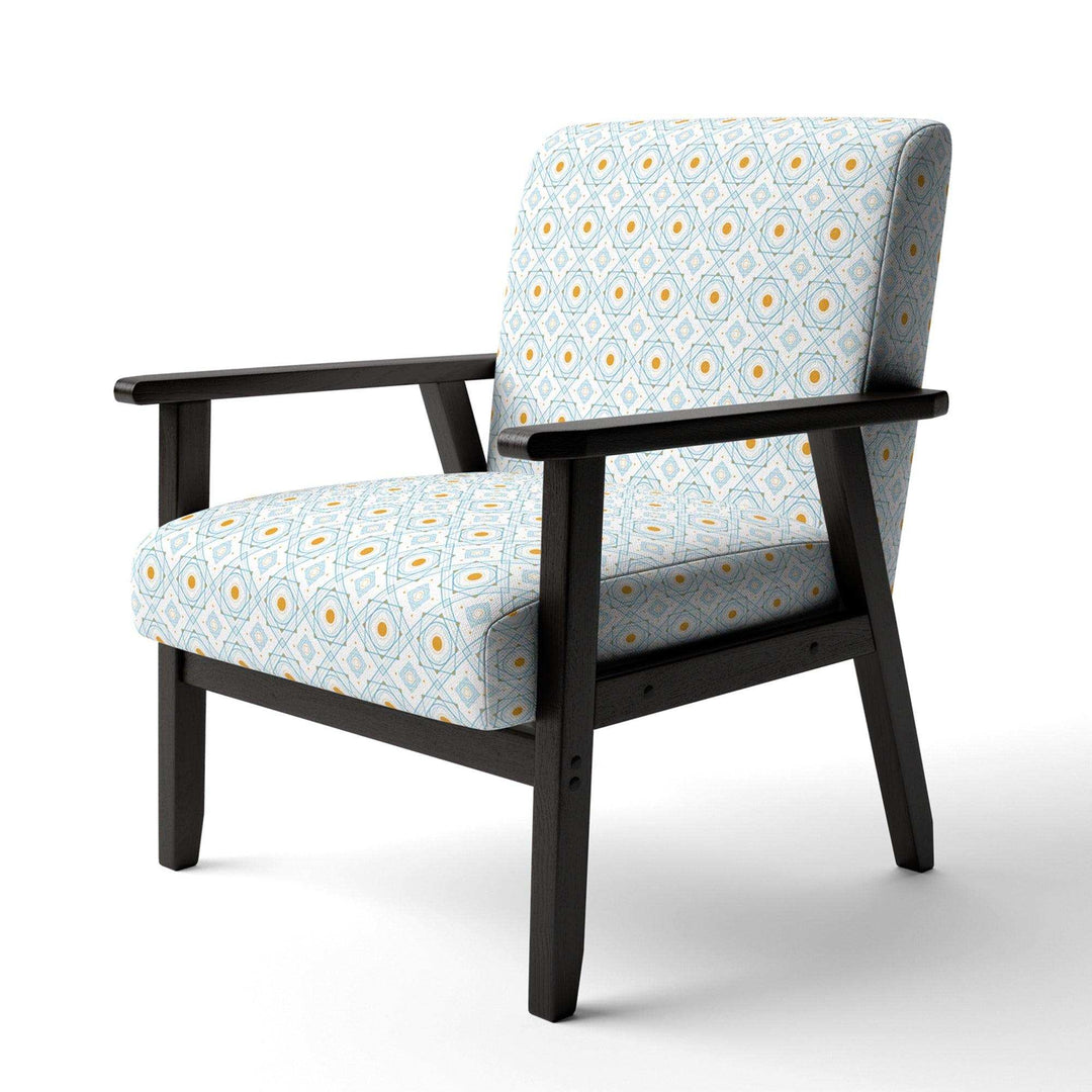 Retro Minimal Patttern in Orange And Bluye Mid-Century Accent Chair