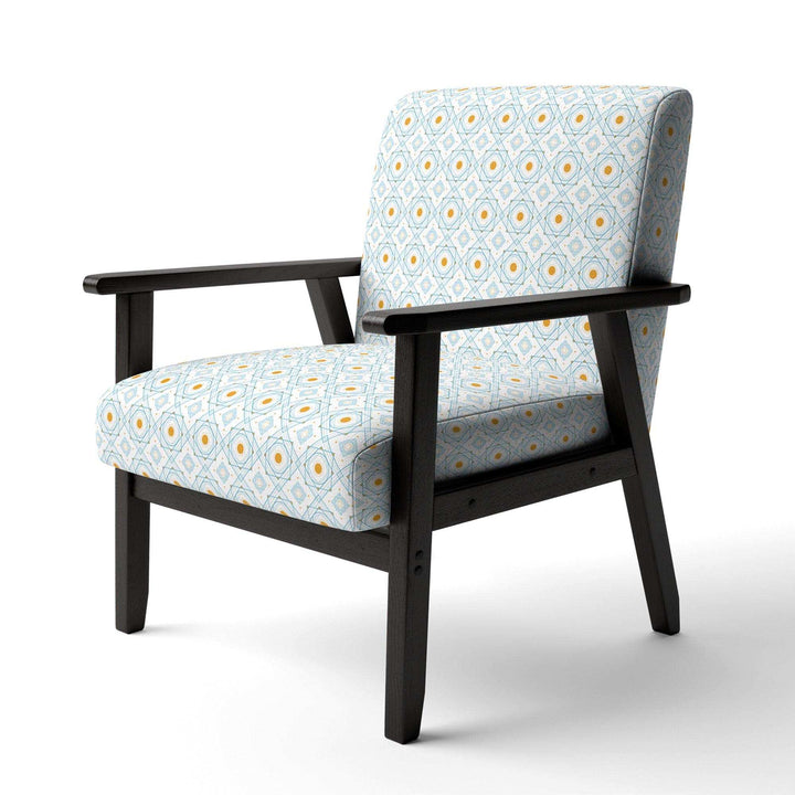 Retro Minimal Patttern in Orange And Bluye Mid-Century Accent Chair