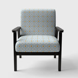 Retro Minimal Patttern in Orange And Bluye Mid-Century Accent Chair