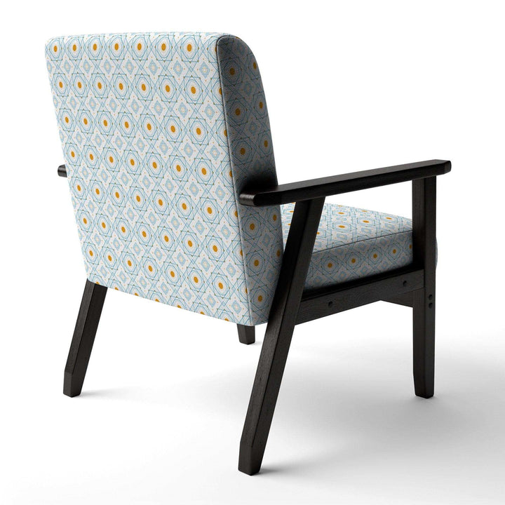 Retro Minimal Patttern in Orange And Bluye Mid-Century Accent Chair