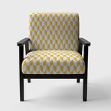 Gold And White Geometric Pattern I Mid-Century Accent Chair