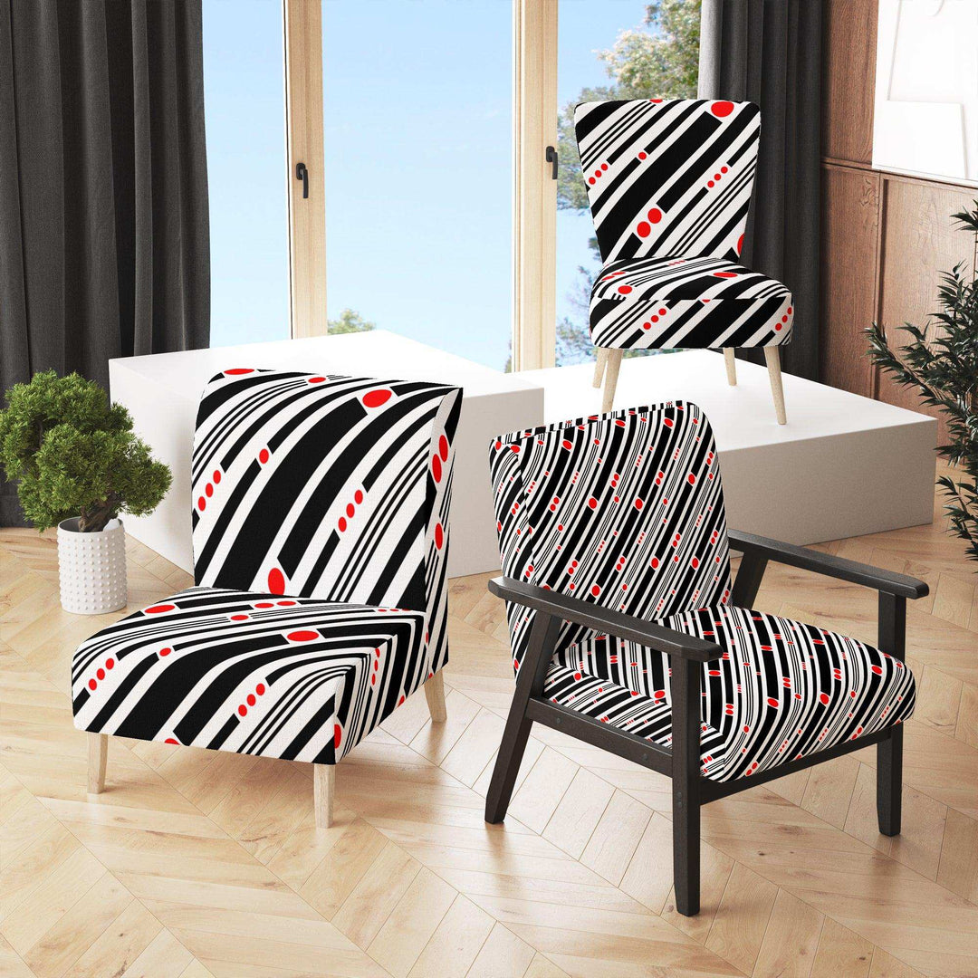 Retro Geometrical Abstract Minimal Pattern XII Mid-Century Accent Chair