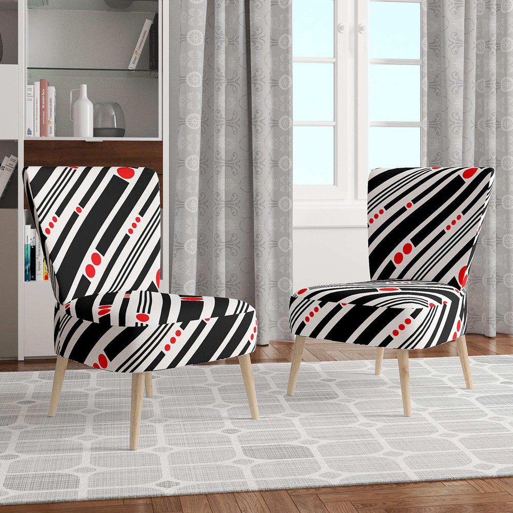 Retro Geometrical Abstract Minimal Pattern XII Mid-Century Accent Chair