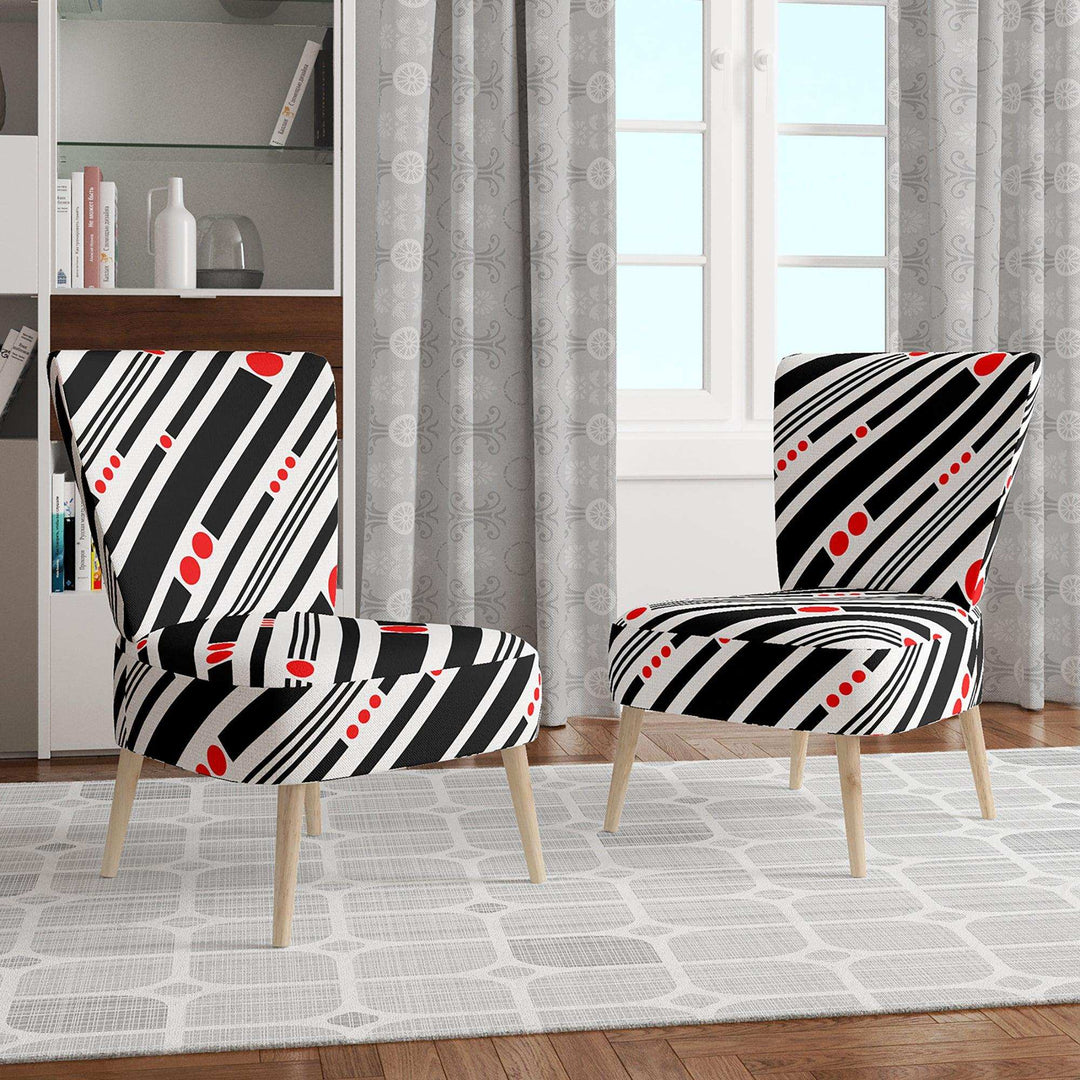 Retro Geometrical Abstract Minimal Pattern XII Mid-Century Accent Chair