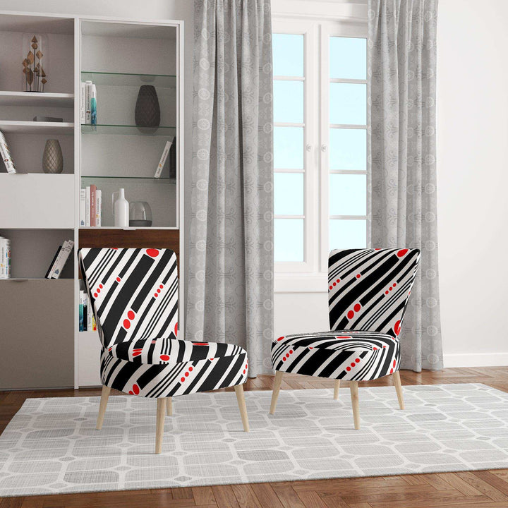 Retro Geometrical Abstract Minimal Pattern XII Mid-Century Accent Chair