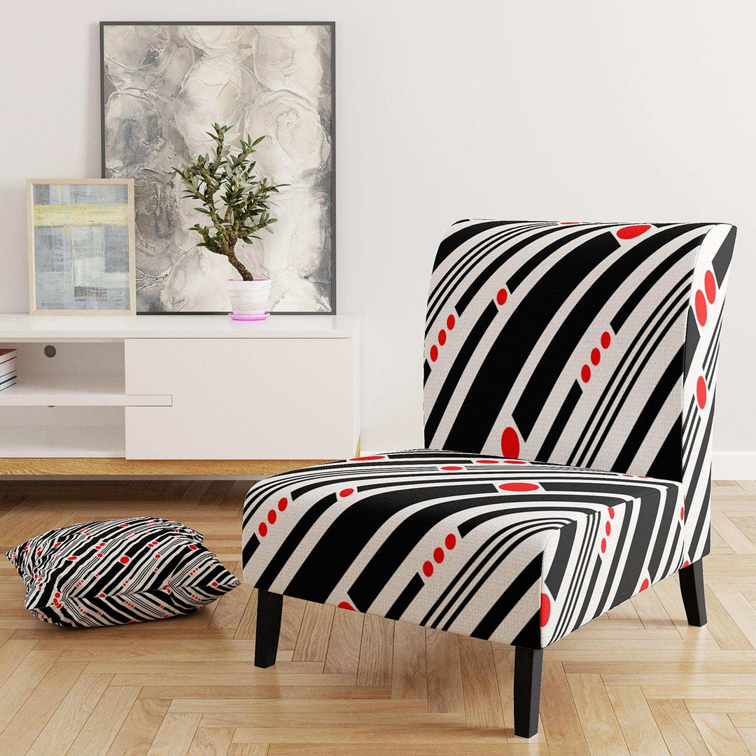 Retro Geometrical Abstract Minimal Pattern XII Mid-Century Accent Chair