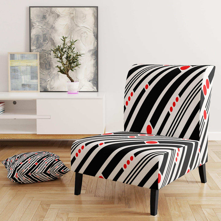 Retro Geometrical Abstract Minimal Pattern XII Mid-Century Accent Chair