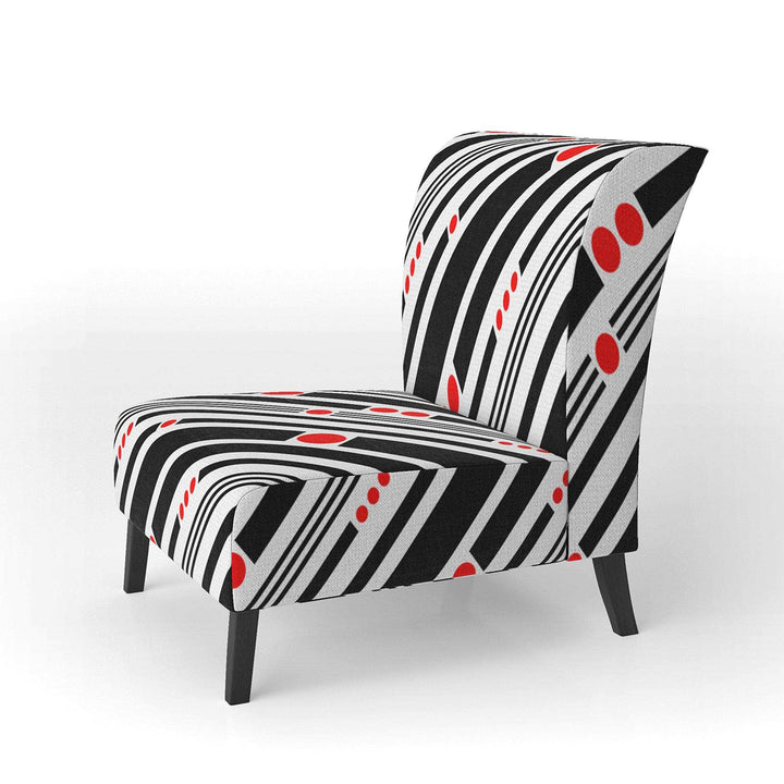 Retro Geometrical Abstract Minimal Pattern XII Mid-Century Accent Chair