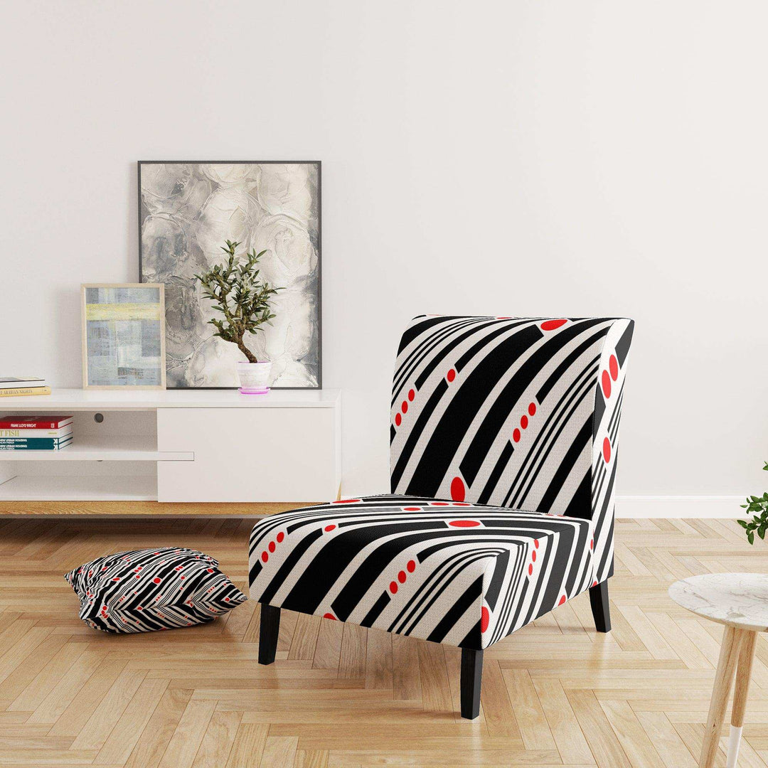 Retro Geometrical Abstract Minimal Pattern XII Mid-Century Accent Chair