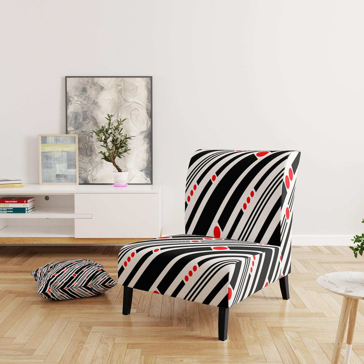 Retro Geometrical Abstract Minimal Pattern XII Mid-Century Accent Chair