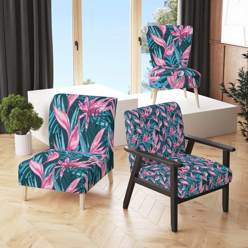 Handdrawn Tropical Flowers - Modern & Contemporary Accent Chair