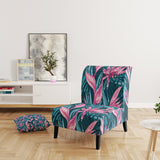 Handdrawn Tropical Flowers Mid-Century Accent Chair
