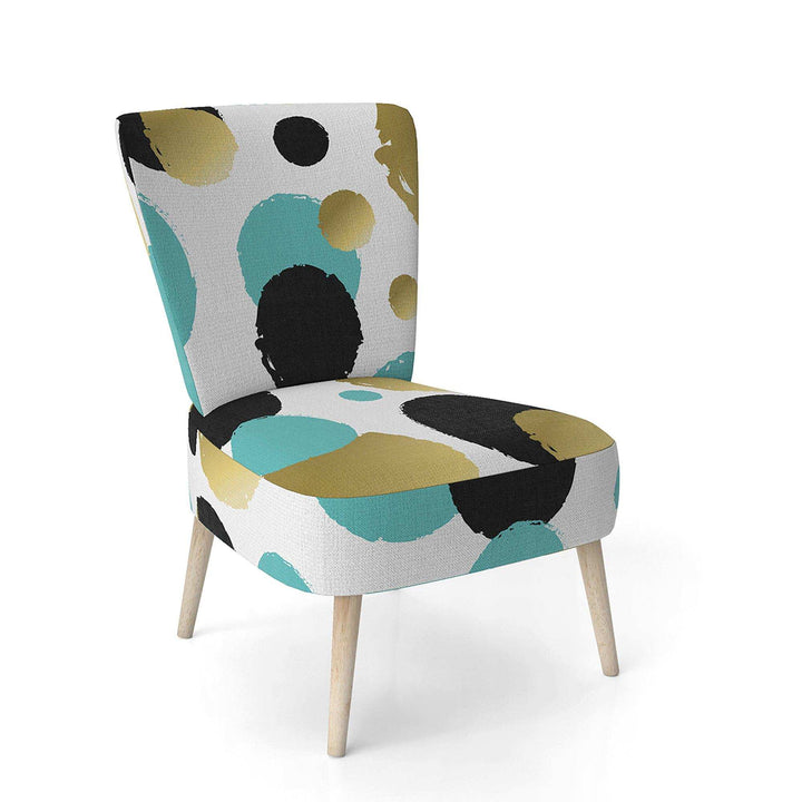 Gold And Blue Circles Mid-Century Accent Chair
