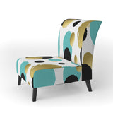 Gold And Blue Circles Mid-Century Accent Chair