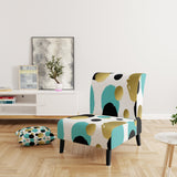 Gold And Blue Circles Mid-Century Accent Chair