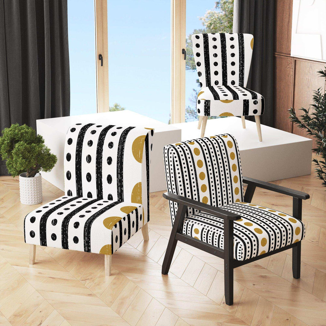 Retro Geometrical Abstract Minimal Pattern VII Mid-Century Accent Chair