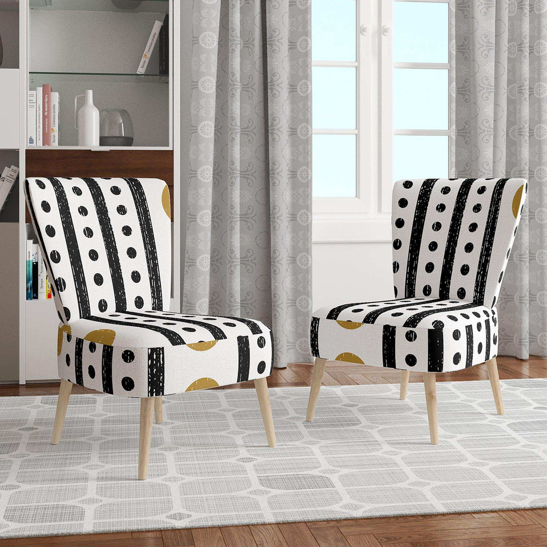Retro Geometrical Abstract Minimal Pattern VII Mid-Century Accent Chair