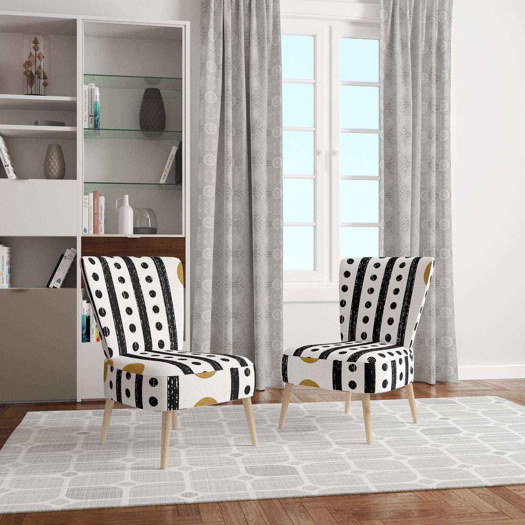 Retro Geometrical Abstract Minimal Pattern VII Mid-Century Accent Chair