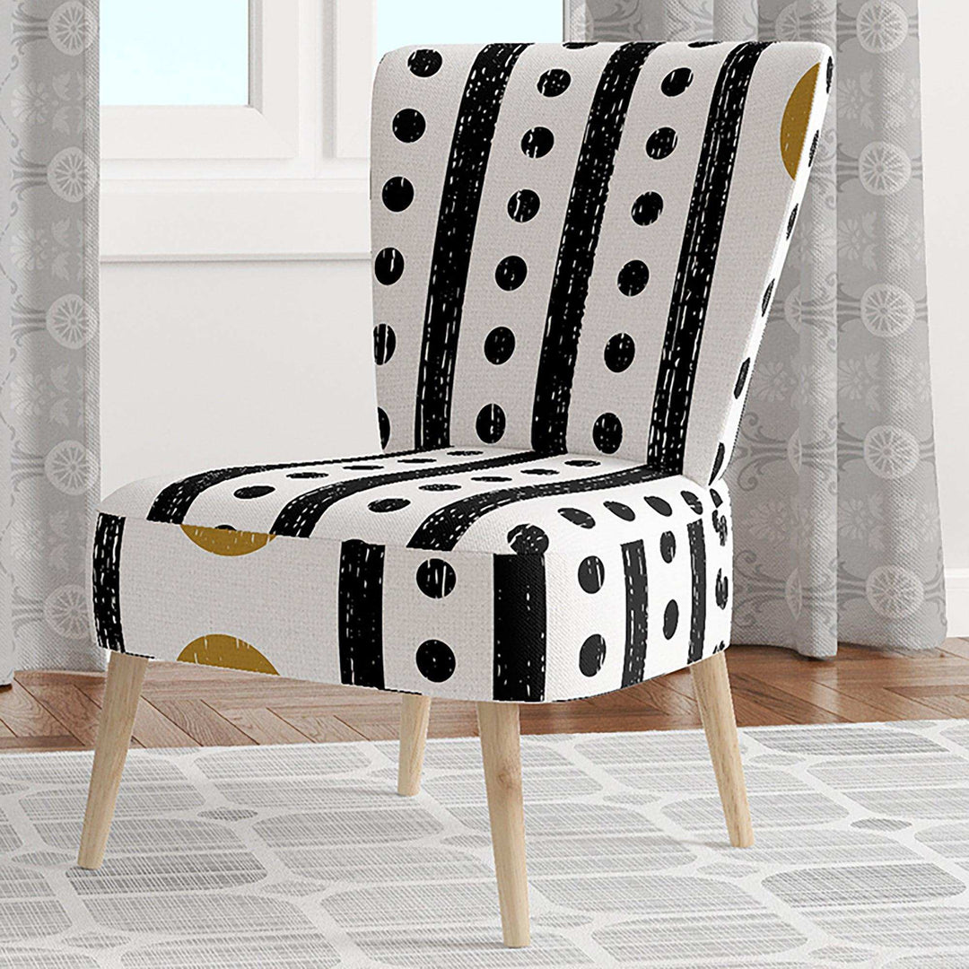 Retro Geometrical Abstract Minimal Pattern VII Mid-Century Accent Chair