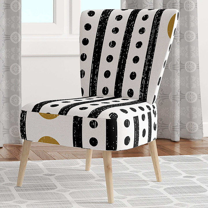 Retro Geometrical Abstract Minimal Pattern VII Mid-Century Accent Chair