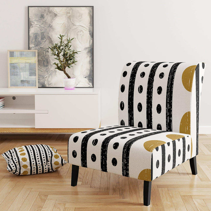 Retro Geometrical Abstract Minimal Pattern VII Mid-Century Accent Chair