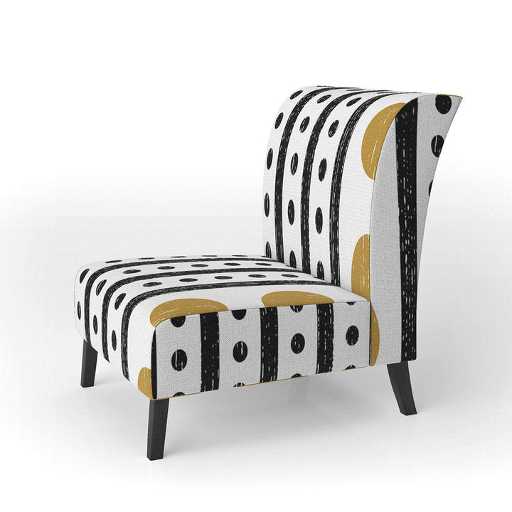 Retro Geometrical Abstract Minimal Pattern VII Mid-Century Accent Chair