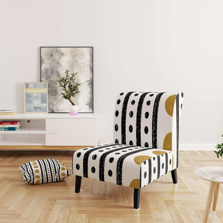 Retro Geometrical Abstract Minimal Pattern VII Mid-Century Accent Chair