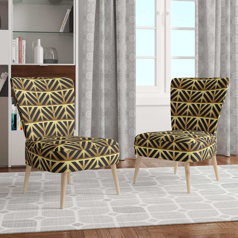 Golden Luxury Metallic Geometrics XIV Mid-Century Accent Chair