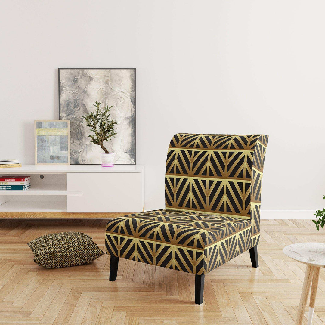 Golden Luxury Metallic Geometrics XIV Mid-Century Accent Chair