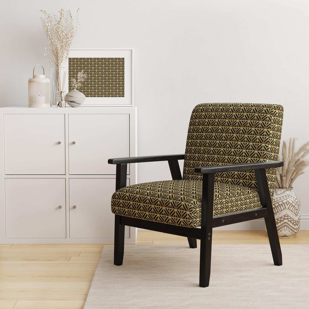 Golden Luxury Metallic Geometrics XIV Mid-Century Accent Chair
