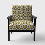 Gold and browne pattern with gradient vintage circles Mid-Century Accent Chair