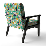 geometric pattern with leaves and flowers Mid-Century Accent Chair