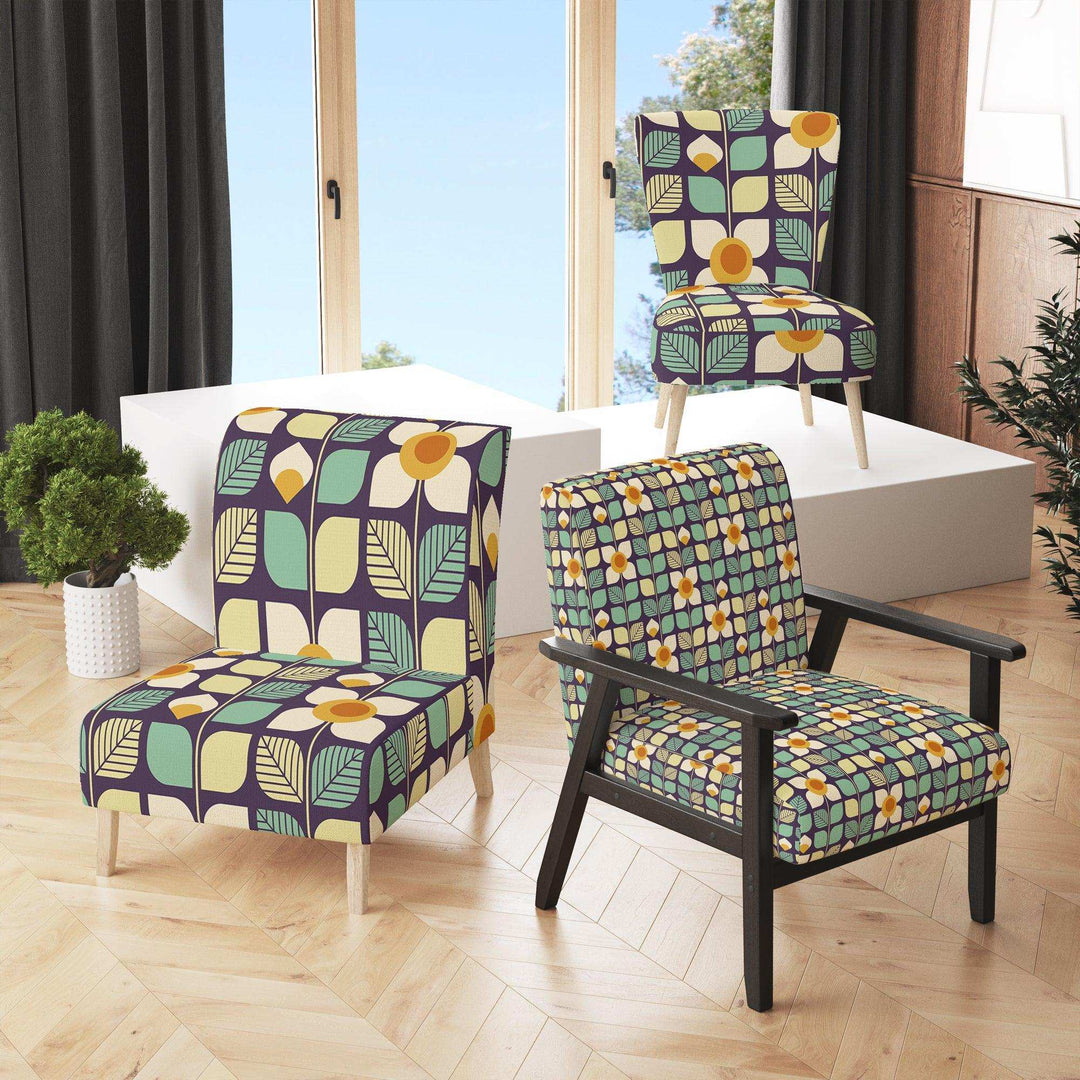 Botanical Retro Design III Mid-Century Accent Chair