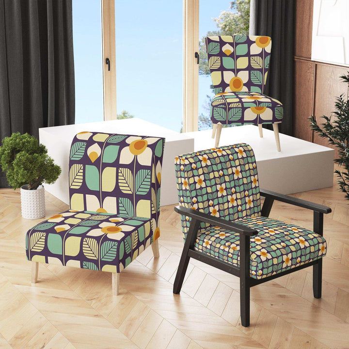 Botanical Retro Design III Mid-Century Accent Chair