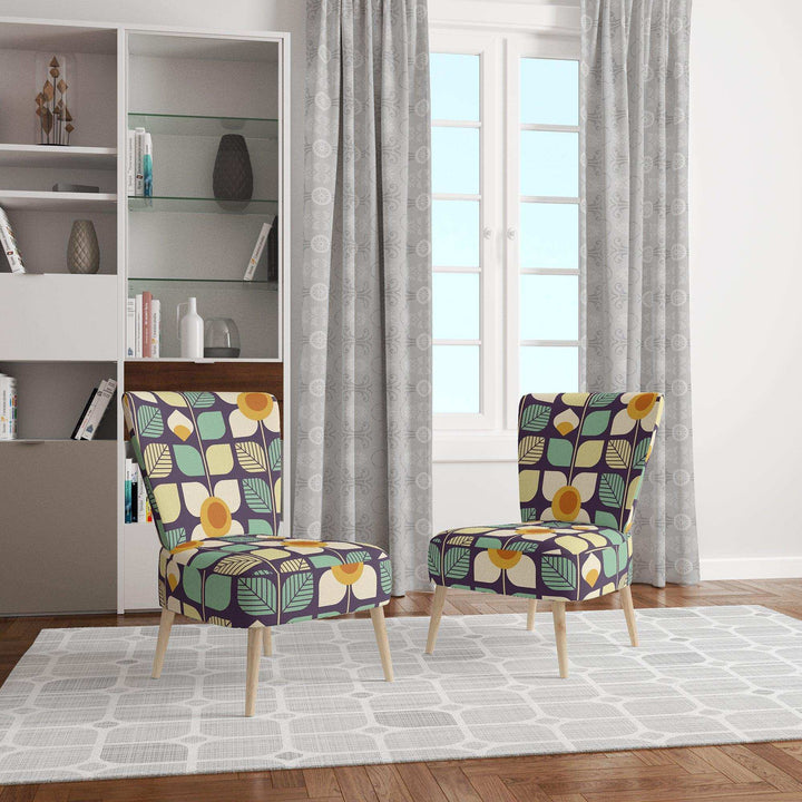 Botanical Retro Design III Mid-Century Accent Chair
