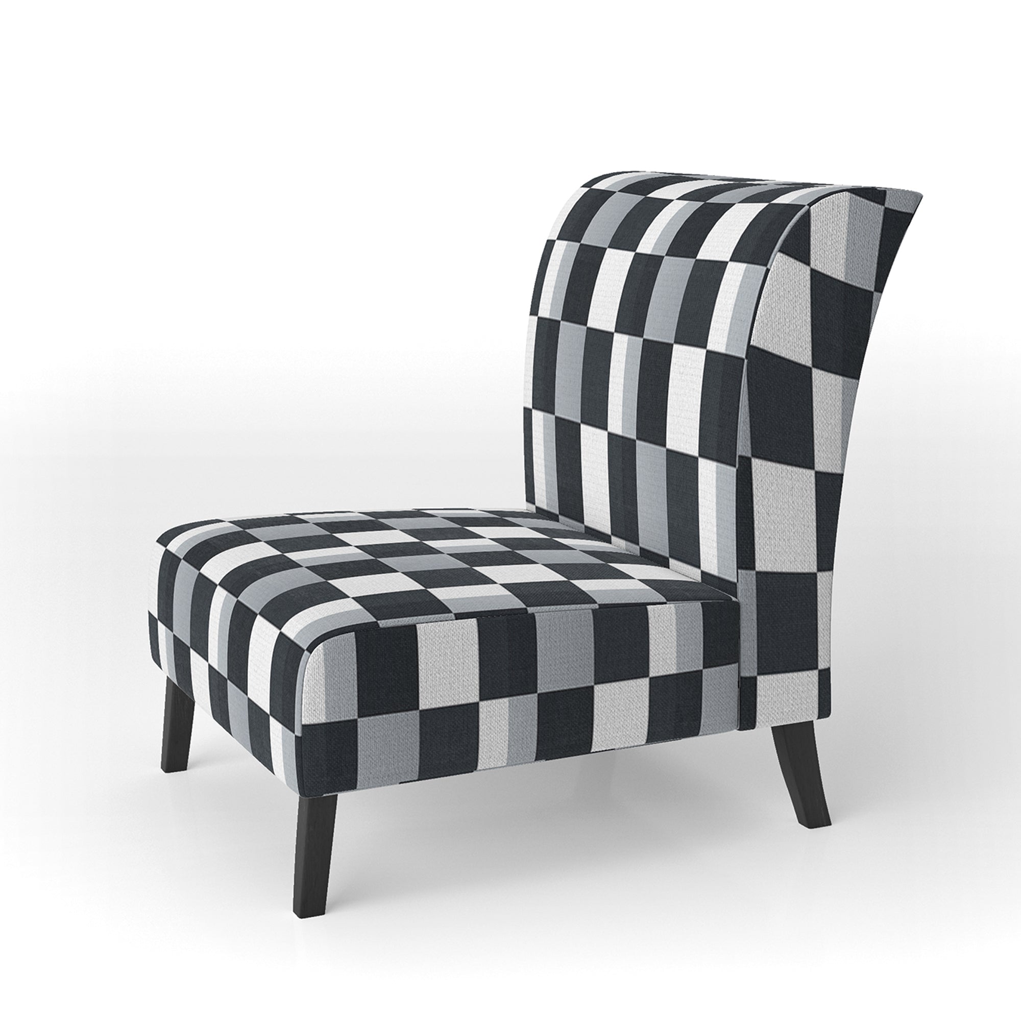 Geometric Monochrome Pattern I Mid-Century Accent Chair