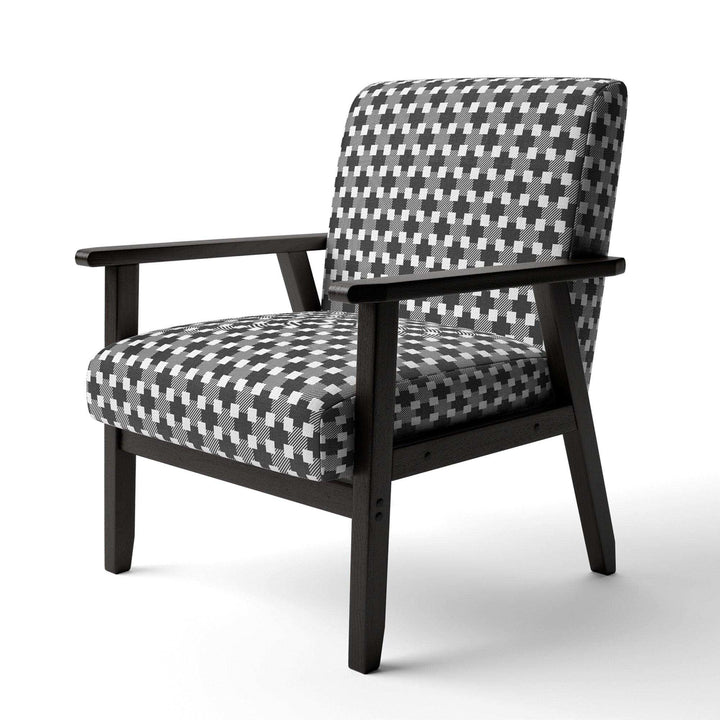 Geometric Monochrome Pattern II Mid-Century Accent Chair