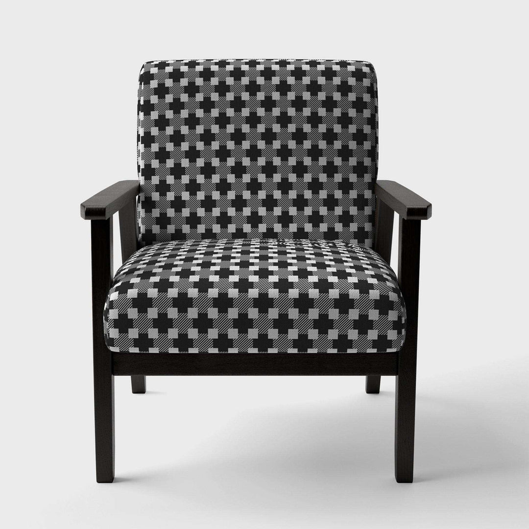 Geometric Monochrome Pattern II Mid-Century Accent Chair