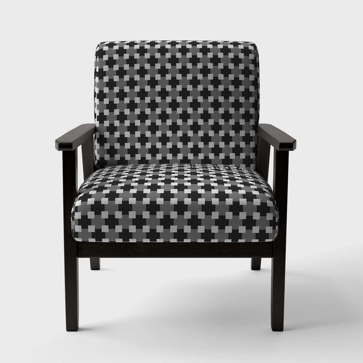 Geometric Monochrome Pattern II Mid-Century Accent Chair
