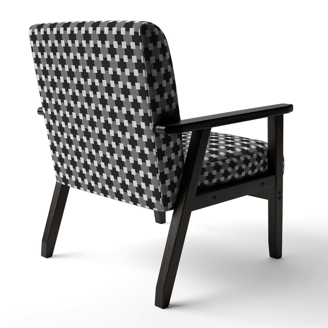 Geometric Monochrome Pattern II Mid-Century Accent Chair