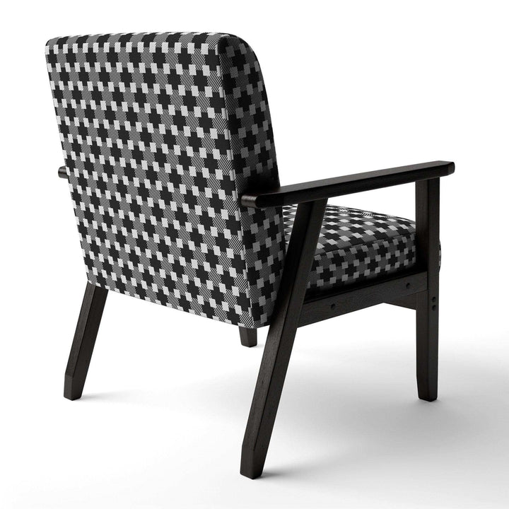 Geometric Monochrome Pattern II Mid-Century Accent Chair