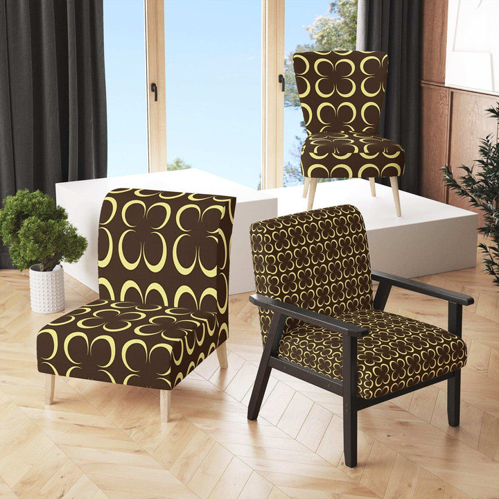 Floral Retro Pattern II Mid-Century Accent Chair