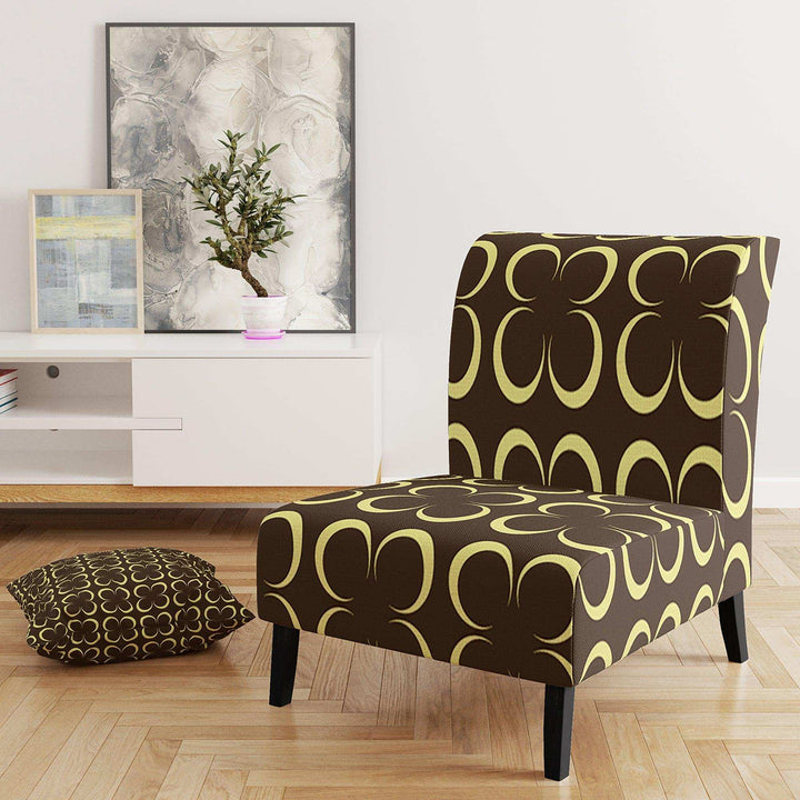 Floral Retro Pattern II Mid-Century Accent Chair
