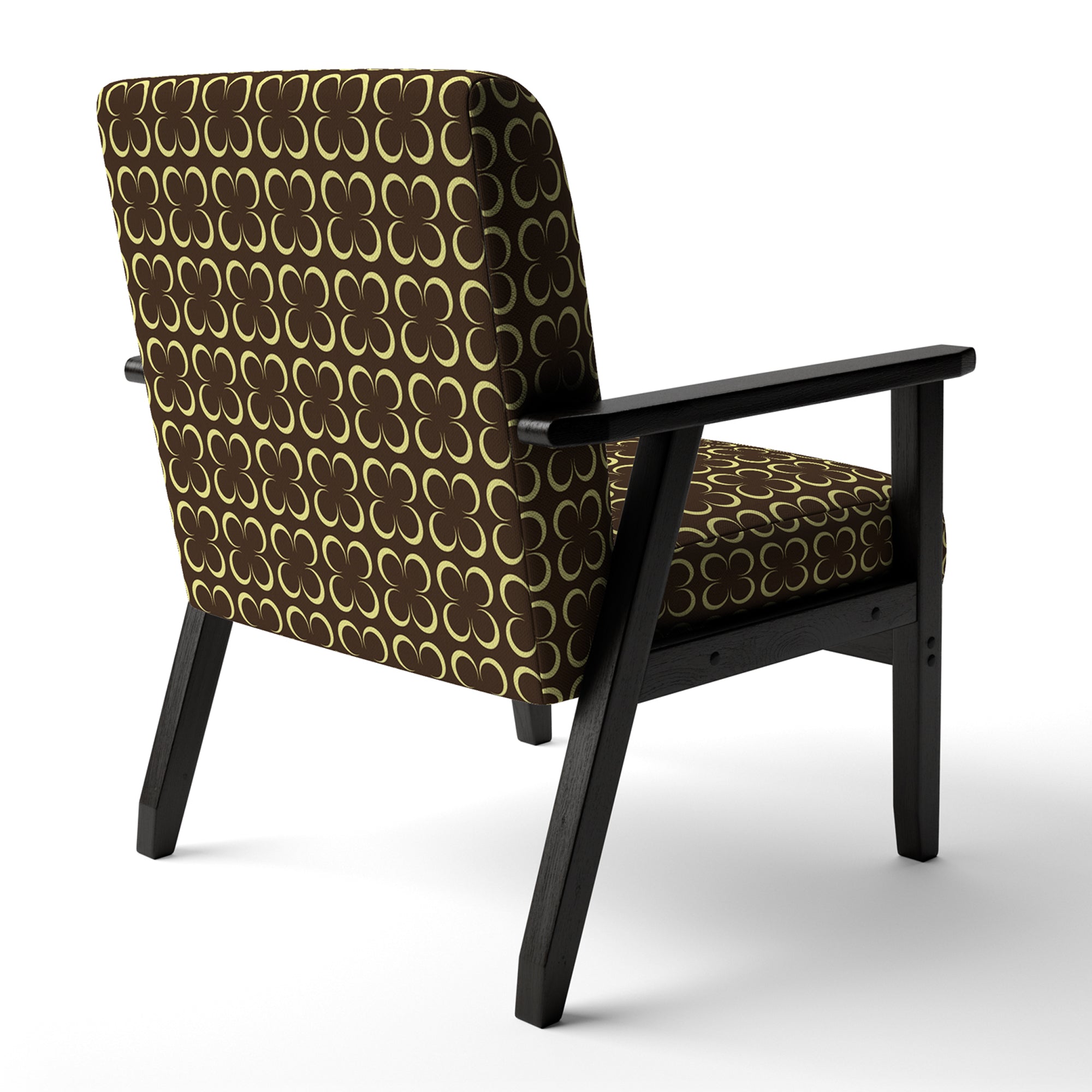 Floral Retro Pattern II Mid-Century Accent Chair