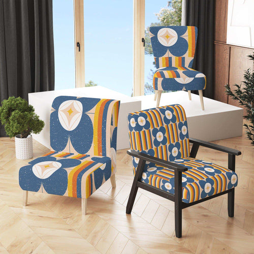Retro Floral Pattern XI - Mid-Century Modern Accent Chair